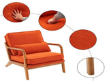 Oak Armrest Oak Upholstered Single Lounge Chair Indoor Lounge Chair Burnt Orange 03093913