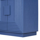 TREXM Vintage Distressed 4-Door Sideboard with Adjustable Shelves and Geometric Pattern for Dining GL-N715P198323M