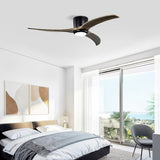 52" Flush Mount Ceiling Fan Solid Wood Blades Ceiling Fan With Light with Remote Control, Noiseless W1592P322632