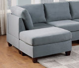 Living Room Furniture Cocktail Ottoman Grey Linen Like Fabric 1pc Plush Ottoman Wooden Legs B011104192