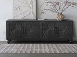 Carved Flower Door Large Storage Cabinet With Metal Handle Suitable For Living Room, Kitchen, W1445P164168