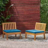 ZNTS Outdoor Acacia Wood Club Chair , Dark Brown and Dark Teal, 25.5"D x 25.5"W x 26.75"H 65975.00DT