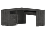 L-Shaped Desk, Keyboard Tray, Two Drawers, One Open Shelf, Smokey Oak B097133037