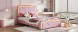 Twin Size Upholstered Platform Bed with Curve Shaped and Height-adjustbale Headboard,LED Light 04179542
