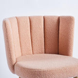 Modern beige dining chair with iron tube wood color legs, shorthair cushions and W23461124