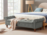 Grey, Solid Wood Legs, Velvet Bedroom End of Bed Storage, Rolled Side Sofa, Toy Storage 89074265
