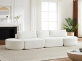 106.3-inch V-shaped modular sofa set in chenille fabric, featuring three throw pillows and two W3505P383961
