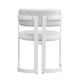 Upholstered Dining Chairs Set of 2, Fabric Armchairs with Beige Seating White Metal Frame, 265 LBS N779P281141B