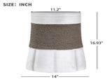 Outdoor Light Gray & Brown Retro Woven Rope & Fan-Base MGO Side Table End Table for Home, Office, N765P382573W