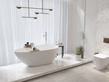67" Freestanding Solid Surface Bathtub, Luxury Engineered Stone Resin Freestanding Soaking Bathtub W1573P175001