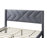 ZNTS Elegant Modern Gray Velvet Upholstered Queen Size Bed Clean Lines Design Headboard 1pc Bedframe B011P238925