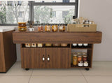 Multi-Functional Folding Table with Storage Shelves and Wheels, 47 Inch Foldable Dining Table for 61675914