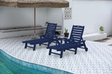 Lounge Chair with Side Table, 3-Piece Oversized Chaise Lounge Chair Set with Wood Texture,Navy W2103P254653