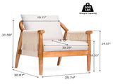 Accent Chair, Solid Hardwood Frame with Hand-Woven Paper Rope Arm, Mid-Century Modern Armchair with W5599P574869