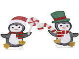 Set of 2 Lighted Penguin and Candy Cane Christmas Decorations, Pre-lit 2D Holiday Decor with 80 Warm 29753640