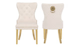 Simba Gold 2 Piece Dinning Chair Finish with Velvet Fabric in Beige 659436057739