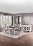 Antique White Set of 2 Chairs Grey Upholstered Tufted unique Design Chairs Back Cushion Seat HSESF00F1825