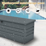 ZNTS 260 Gallon Metal Outdoor Deck Box Waterproof, Extra Large Patio Storage Box with Lockable Storage W2556P211281