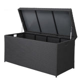 ZNTS Simple And Practical Outdoor Ratton Deck Box Storage Box Black Four-Wire 73313888