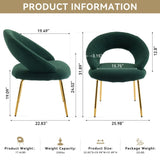 061-Set of 1 Teddy Fabric Chairs With Curved Backrest and Golden Metal Legs for Kitchen or W527P255488