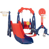 ZNTS 5 in 1 Slide and Swing Playing Set, Toddler Extra-Long Slide with 2 Basketball Hoops, Football, W2181P149199