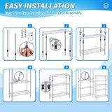 ZNTS Heavy Duty Shelving Unit, Wire Metal Stackable Storage, 5-Tier Shelf, Chrome, 36" W x 13.8" D x W1134143003