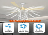 52 Inch Ceiling Fans with Lights Led Remote Control Low Profile Flush Mount for Living Room Bedroom 49155630