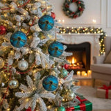 4PCS Set 4.7" Christmas Glass Ball Ornaments Hanging Tree Decor Shiny Holiday Party Supplies Tree 13361321