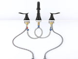 2-Handle 8 inch Widespread Bathroom Sink Faucet Matte Black Lavatory Faucet 3 Hole 360&deg Swivel Spout T3177P277516