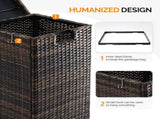 Wicker Patio Trash Bin, 33 Gallon Rattan Trash Can with Lid for Porch Backyard Deck Patio Poolside, 78050334