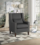 1pc Traditional Accent Chair with Pillow Nailhead Trim Dark Gray Polyester Upholstered Solid Wood B011P182488