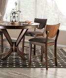 ZNTS Set of 2pc Counter Height Chairs Dining Room Walnut Finish Solid wood Dark Chocolate Fabric B011P214969