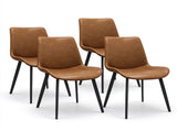 Modern PVC Upholstered Dining Chairs,Armless Side Chairs for Kitchen Dining Room, Set of 4, Grey & B347P613007