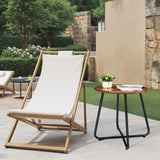 Outdoor Side Table with Imitation Wood Tabletop, Weather Resistant Patio Side Table, Round Outdoor 89796304
