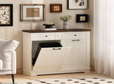 20 Gallon Double Tilt Out Trash Can Freestanding Trash Bin Wood Garbage Recycling W808P379486