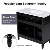 ZNTS 36" Bathroom Vanity with Sink, Black Bathroom Cabinet with Drawers, Solid Frame and MDF Board, One N725P195410B