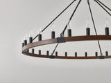 39.3 INCH Wood Wagon Wheel Chandelier Modern Farmhouse Pendant Light 20-Light Ceiling Hanging W5008P464781