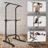 ZNTS Power Tower Workout Dip Station Pull Up Bar, Height Adjustable Multi-Function Dip Stand for Home Gym 10332677