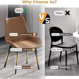 Modern Dining Chair Living Room Black Metal Leg Dining Chair-Brown-2pcs/ctn W153565883