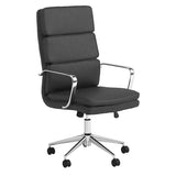 ZNTS Black and Chrome Upholstered Office Chair with Casters B062P145550