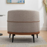 Modern Two-tone Barrel Fabric Chair, Upholstered Round Armchair for Living Room Bedroom Reading 79975814