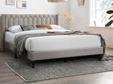Modern Eye-Catching 1pc Queen Size Bed Light Brown Burlap Fabric Unique Diamond Design Headboard B011P238959