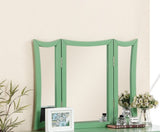 Unique Modern Bedroom Set w Stool Foldable Mirror Drawers Apple Green Color MDF Veneer 1pc B011111841