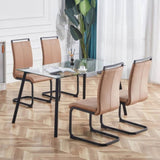 Modern Dining Chairs, Technology cloth High Back Upholstered Side Chair with C-shaped Tube Black W115149179