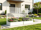 White 43" x 16" x 70" Galvanized Planter Box Raised Garden Bed with Trellis for Vines & Climbing 12825687