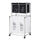 ZNTS Laundry Basket 2 Tier Clothes Sorter with 4 Removable Bags to Organize Clothes, With Four Wheels, 68926337