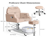 Pink Pedicure Chair, PVC Iron Frame, Manual Recline, with Stool & Bowl 30907558
