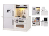 White Dual-Sided Kids Play Kitchen with Water Dispenser and Range Hood for 3 Years Old 57436344