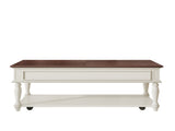 Farmhouse Coffee Table with One Drawer, Easy Assembly, Retro Movable Rectangular Cocktail Table with 77948560
