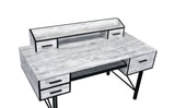 Antique White and Black 5-Drawer Computer Desk B062P209211